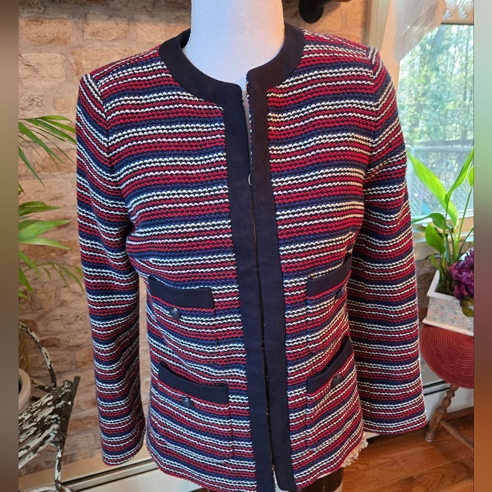 Talbots Size P womens blazer red, white and blue